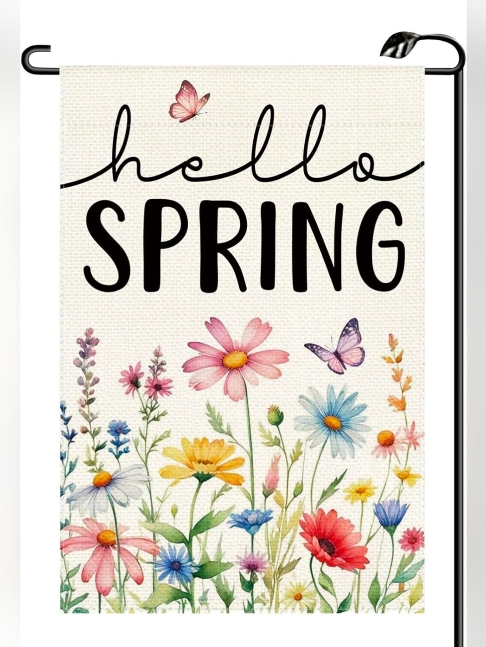 Hello Spring Floral Garden Flag - Multicolor